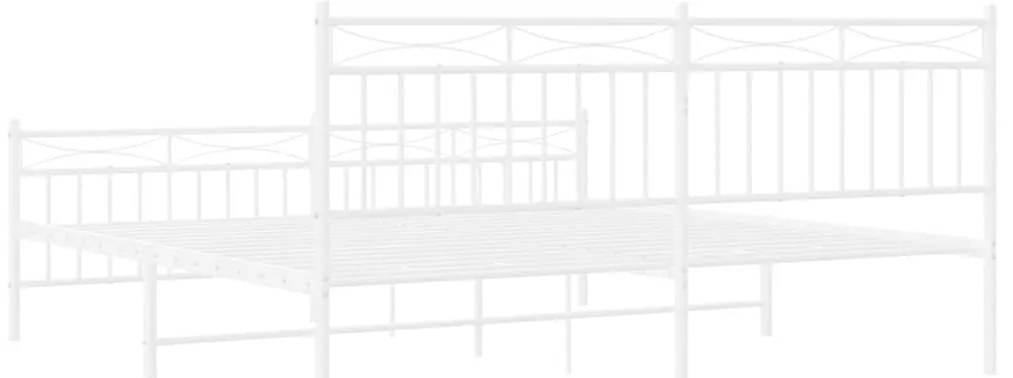 Estrutura de cama com cabeceira e pés 183x213 cm metal branco