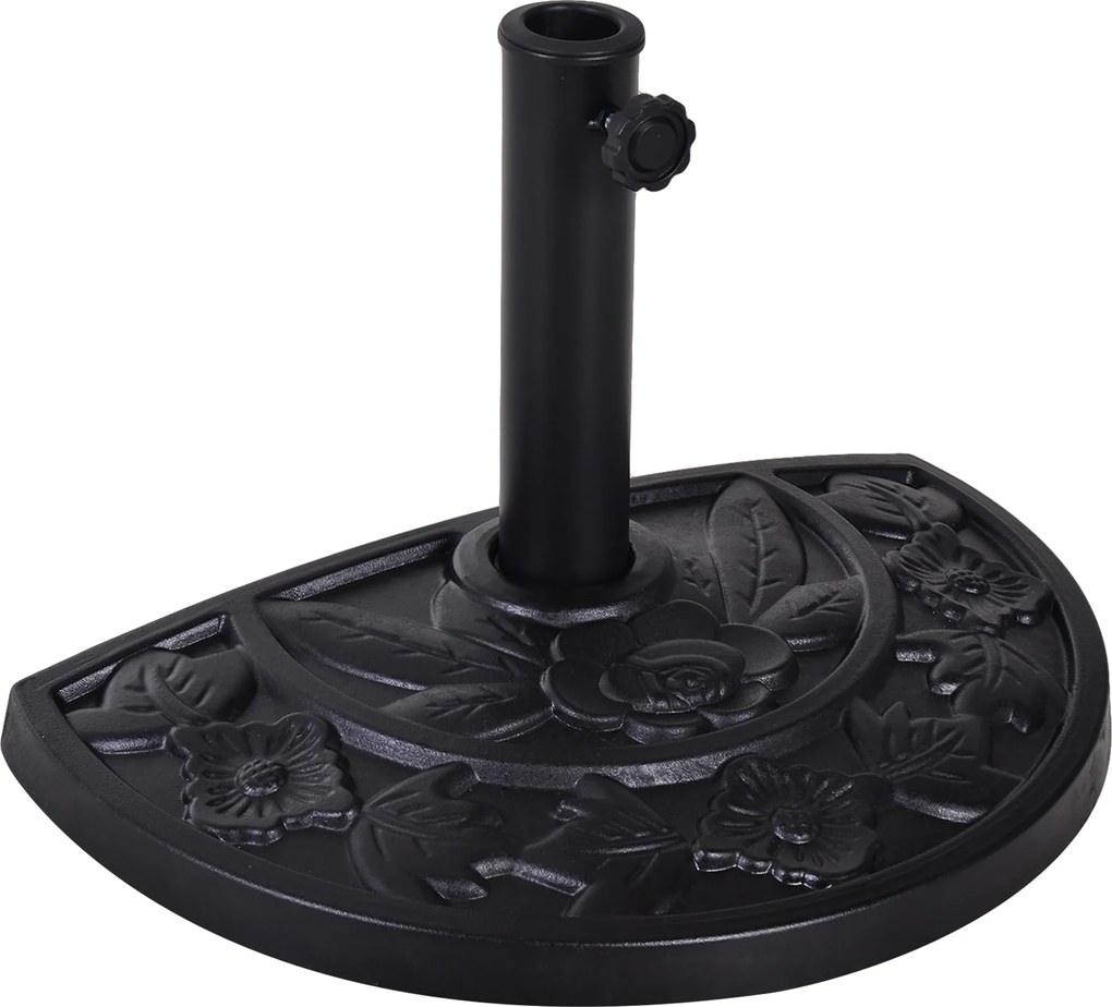Outsunny Base para Chapéu de Sol de Resina em Forma Semicircular para Mastros de Ø3,8 cm e Ø4,8 cm Peso 9 kg 50x31x32 cm Preto | Aosom Portugal