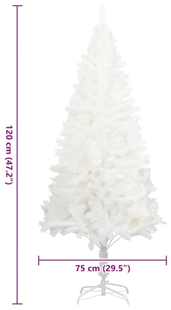 Árvore de Natal artificial agulhas realistas 120 cm branco
