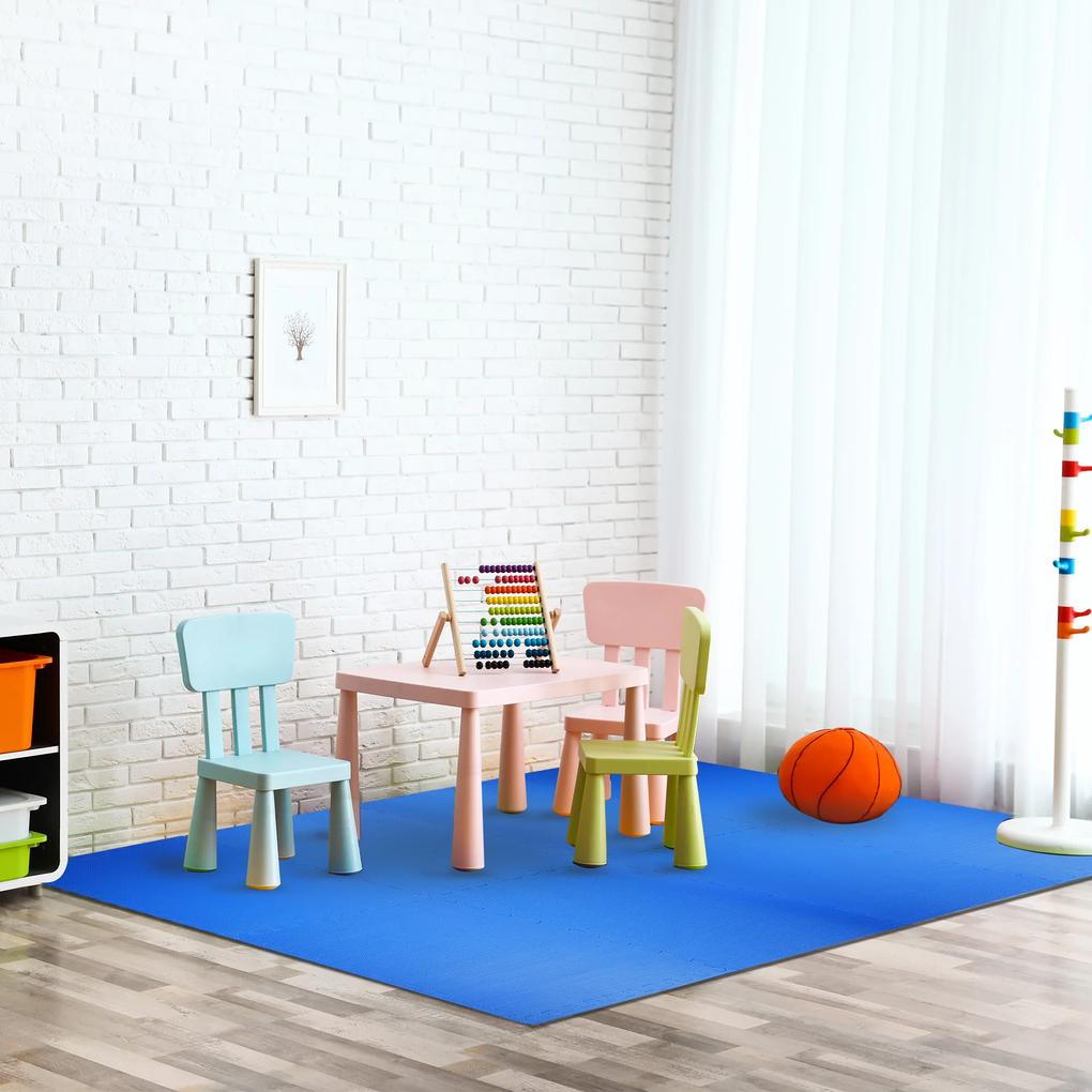 HomCom Tapete puzzle para Crianças e Bebés - Azul - Borracha Espuma EVA - 2,88 m²
