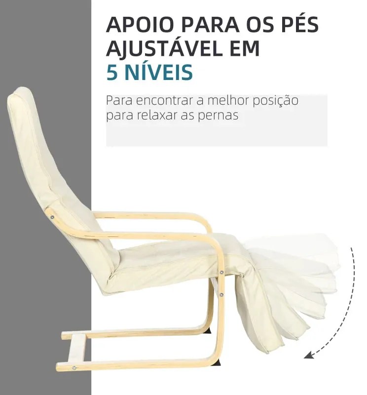 Poltrona Massizo Ajustável - Creme - Design Moderno