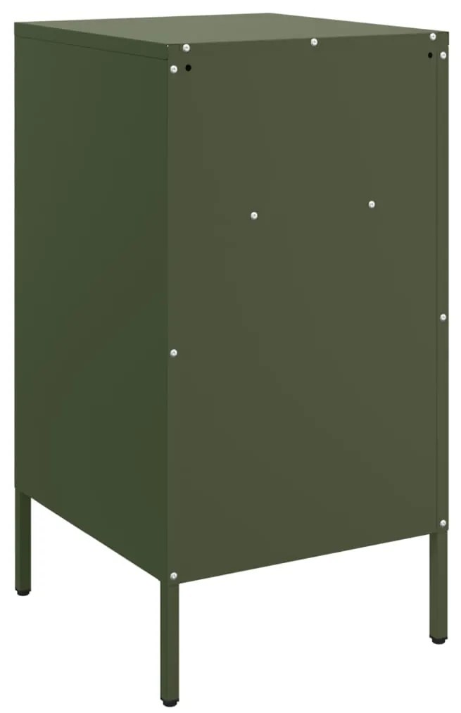 Mesas de cabeceira 2 pcs 36x39x68 cm aço verde-azeitona