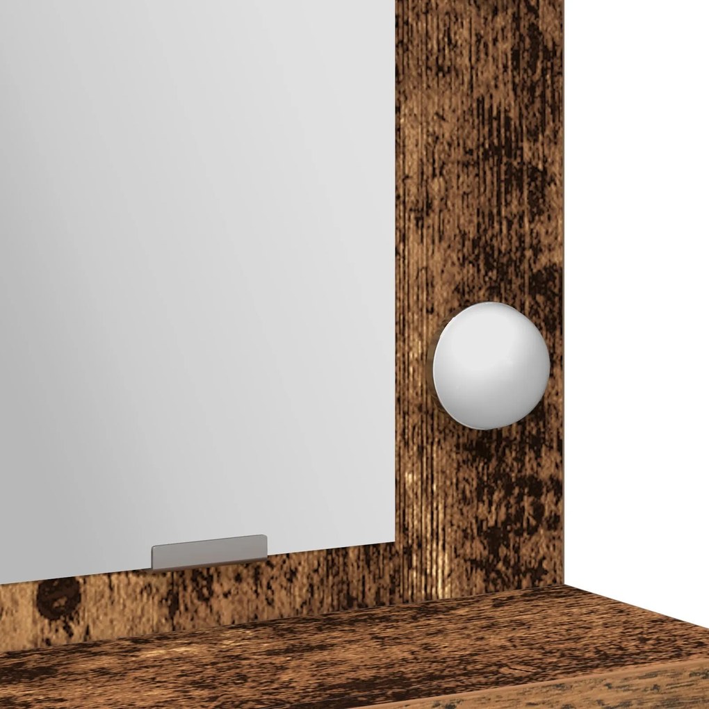 mesa de maquiagem vidaXL com luzes LED em madeira antiga 50x41x135 cm