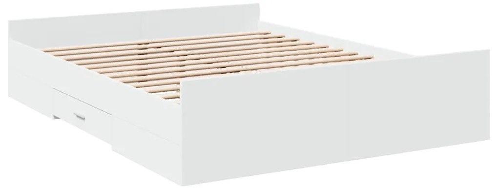 Estrutura de cama c/ gavetas 150x200cm derivados madeira branco