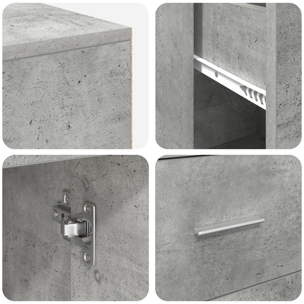 Mesa de Canto Cinza Concreto 102x88x75 cm Madeira Engenheirada