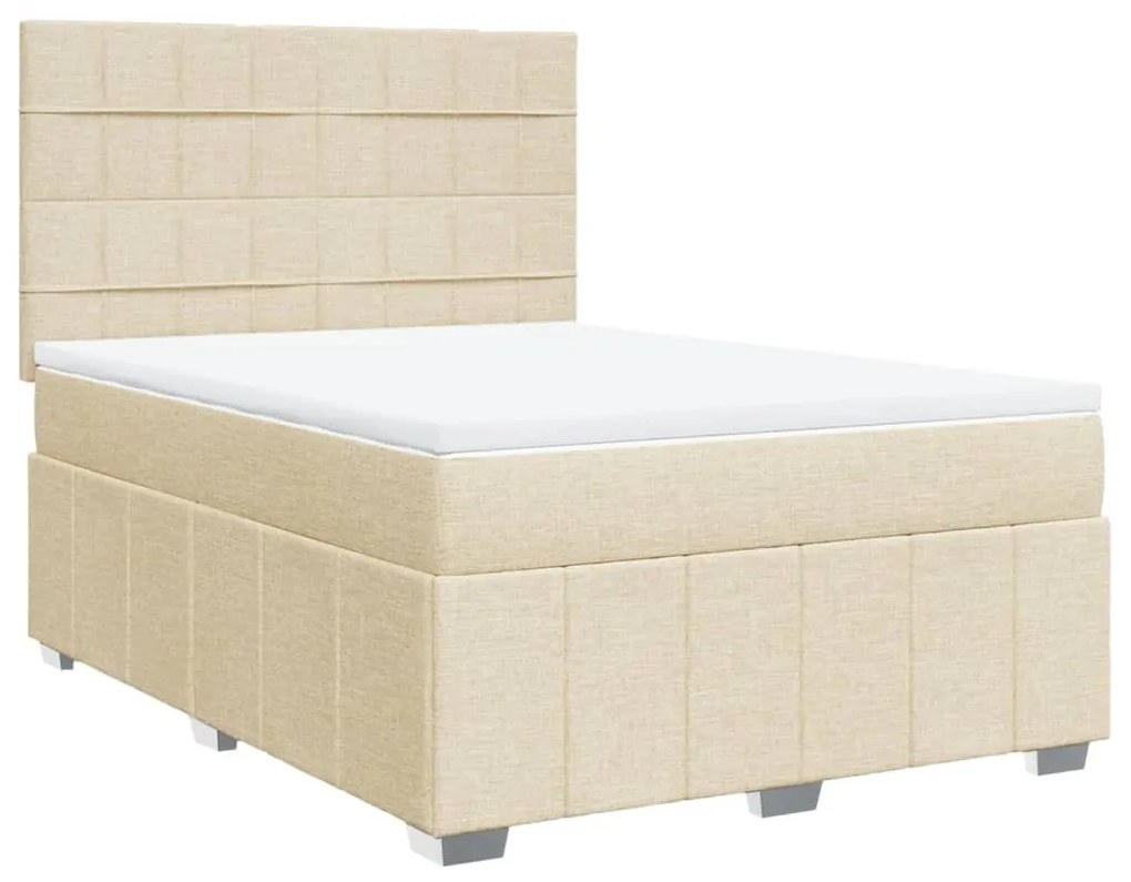 Cama com molas/colchão 160x200 cm tecido cor creme