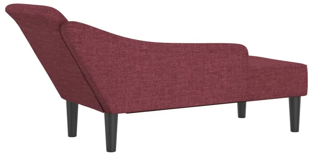 Chaise longue com almofadões tecido vermelho tinto