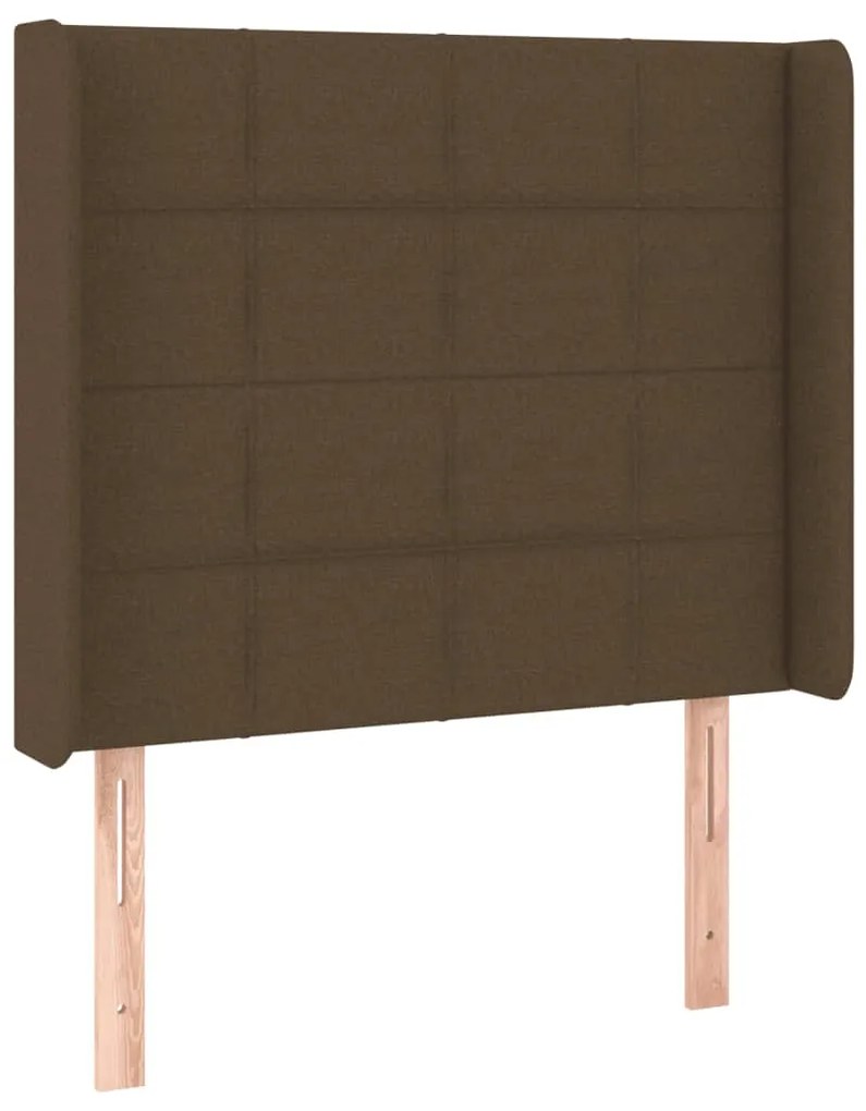 Cabeceira de cama c/ luzes LED tecido 83x16x118/128 cm castanho