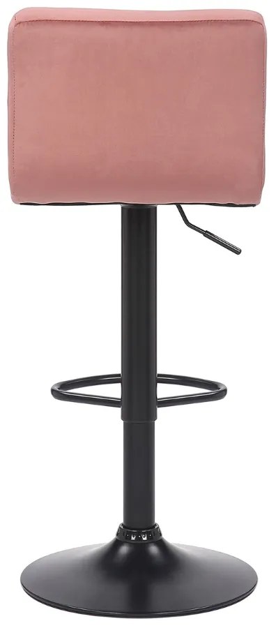 Conjunto de 4 bancos de bar em veludo com estrutura preta 85-106 x 40 x 50 cm rosa
