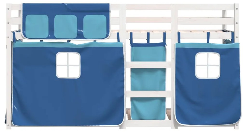 Beliche com cortinas 90x190 cm madeira de pinho maciça azul