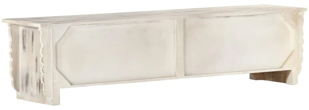 Móvel de TV 140x30x35 cm madeira de mangueira maciça branco