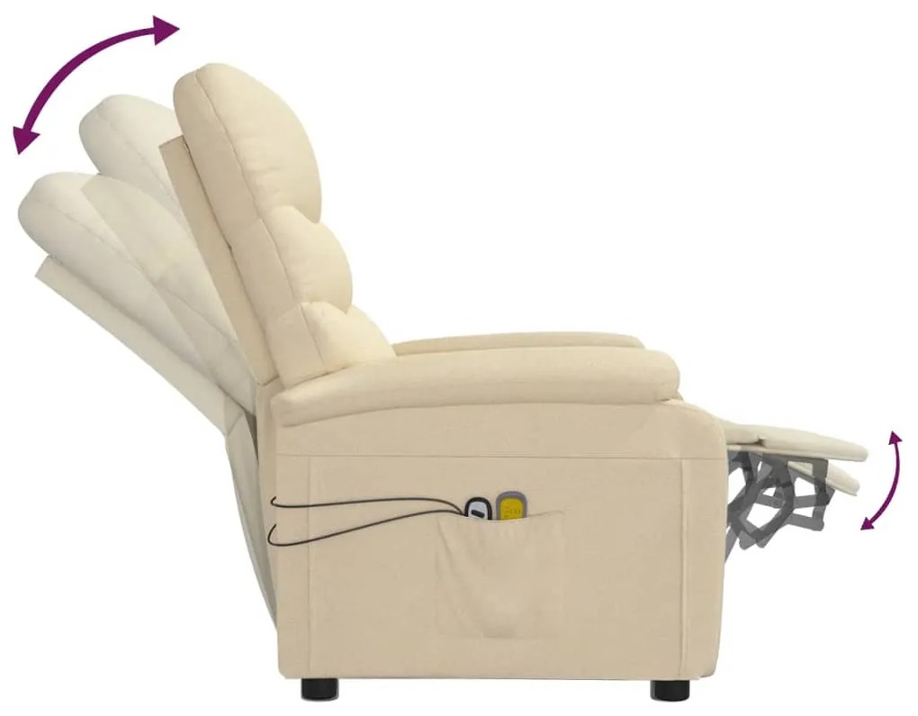 Poltrona elevatória de massagens elétrica tecido creme
