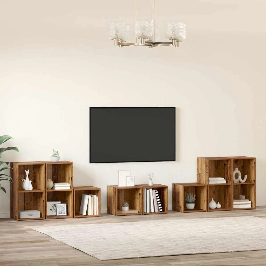Conjunto de Estantes para TV 8 pcs Madeira Antiga