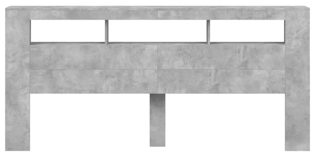 Cabeceira c/ LEDs 220x18,5x103,5 cm cinzento-cimento