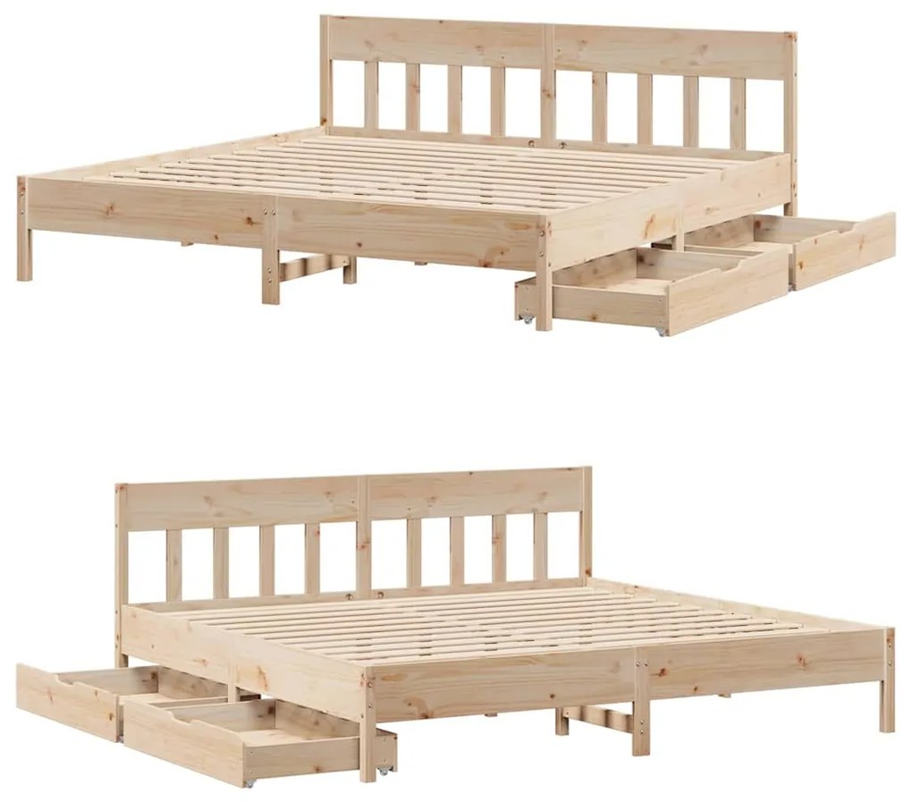 Cama sem colchão 180x200 cm madeira de pinho maciça