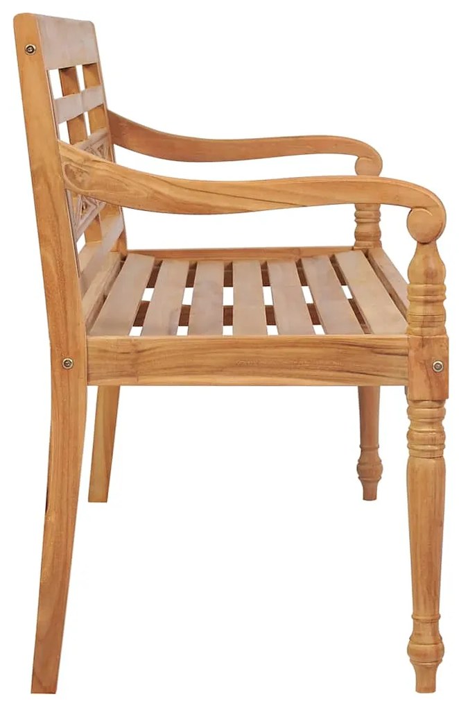 Banco Batávia c/ almofadão xadrez cinzento 120 cm teca maciça