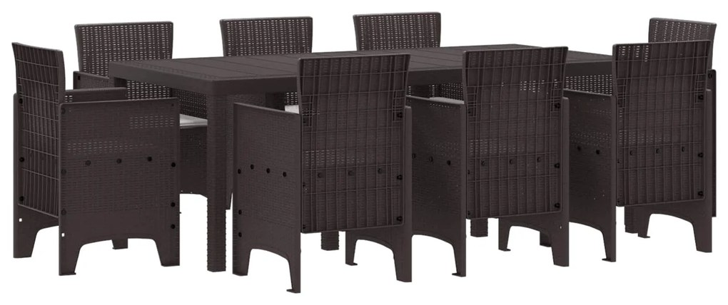 vidaXL Conjunto de Jantar para Jardim 9 pcs Castanho Polipropileno