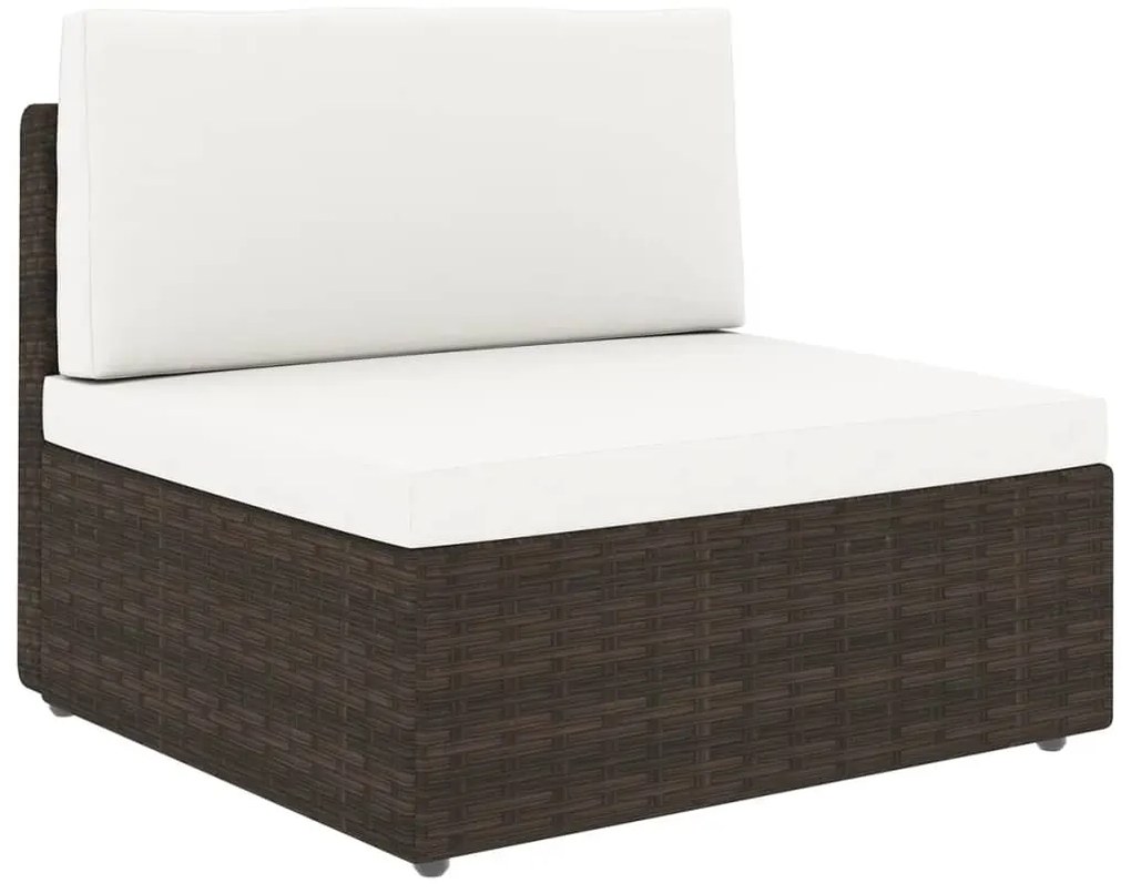 11 pcs conjunto lounge p/ jardim c/ almofadões vime PE castanho