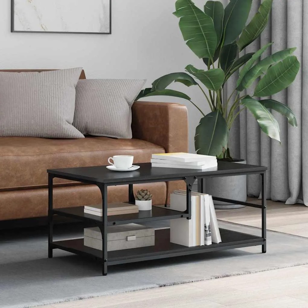 vidaXL Mesa de centro Carvalho Preto 90 x 49 x 40 cm