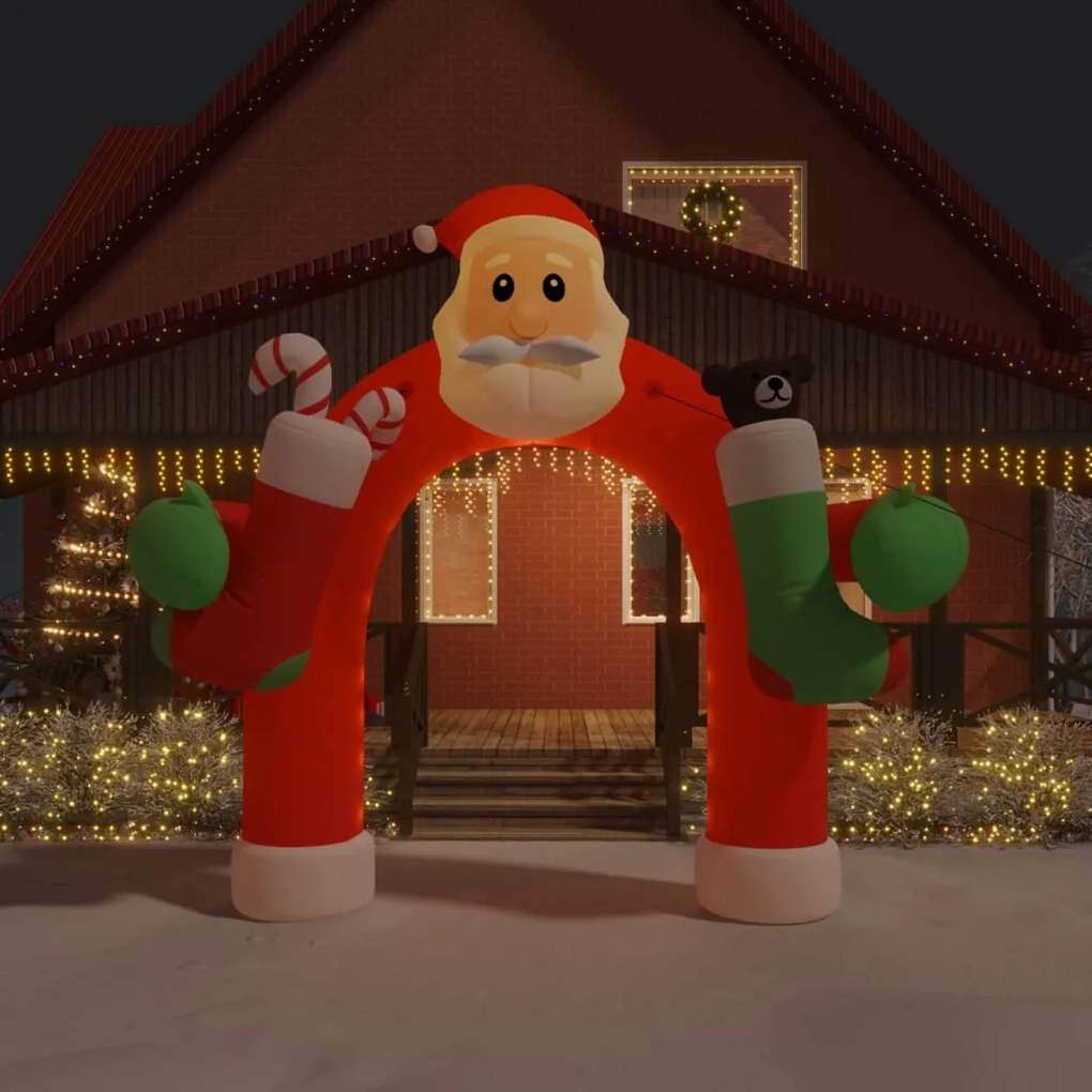 vidaXL Portão em arco de Natal insuflável com luzes LED 320 cm