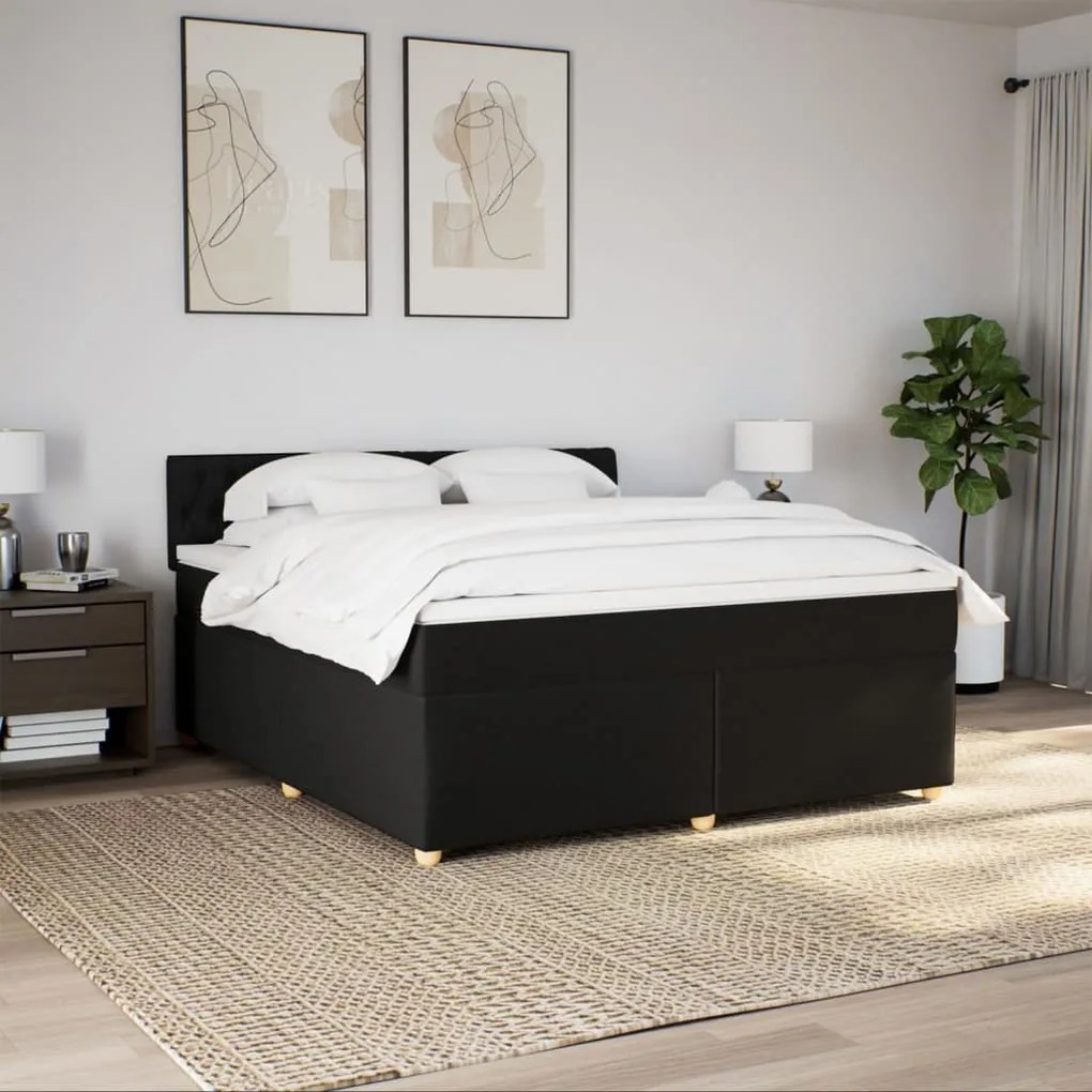 Cama com molas/colchão 180x200 cm tecido preto