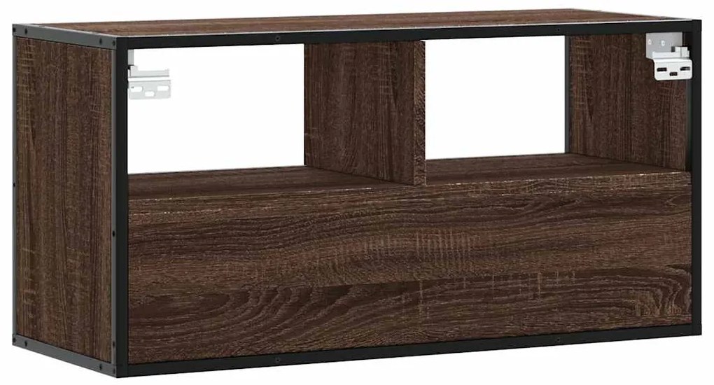 Móvel p/ TV 80x31x39,5cm deriv. madeira/metal carvalho castanho