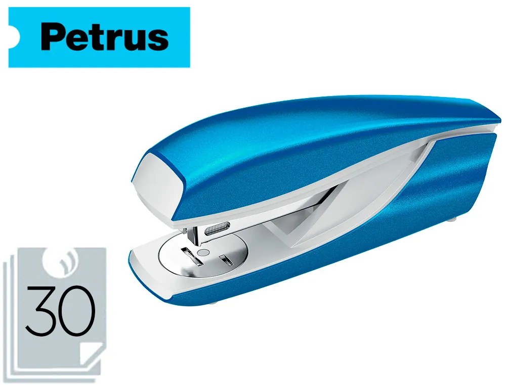 Agrafador Petrus Mod 635 Wow Azul Metalizado Capacidade 30 Folhas