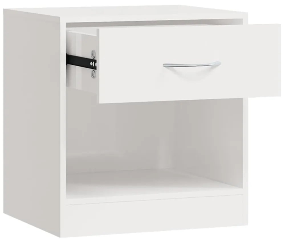 Mesas de cabeceira 2 pcs c/ gaveta branco brilhante