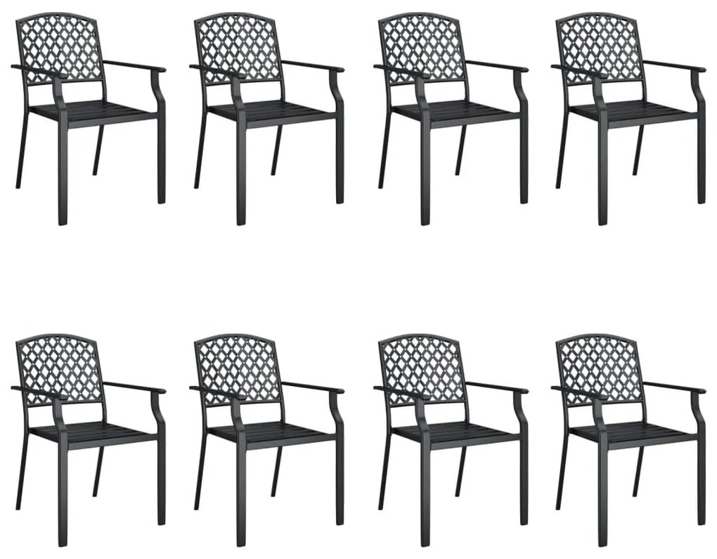 9 pcs conjunto de jantar para jardim aço antracite