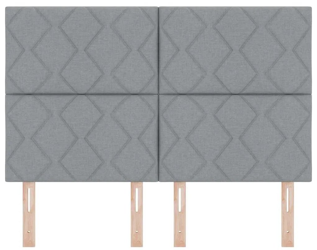 Cabeceira com Design de Blocos de Diamante em Tecido Cinza Claro, 140