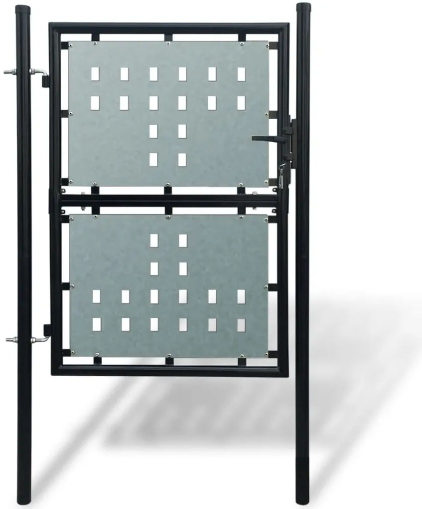 vidaXL Portão de cerca com porta única 100x175 cm preto