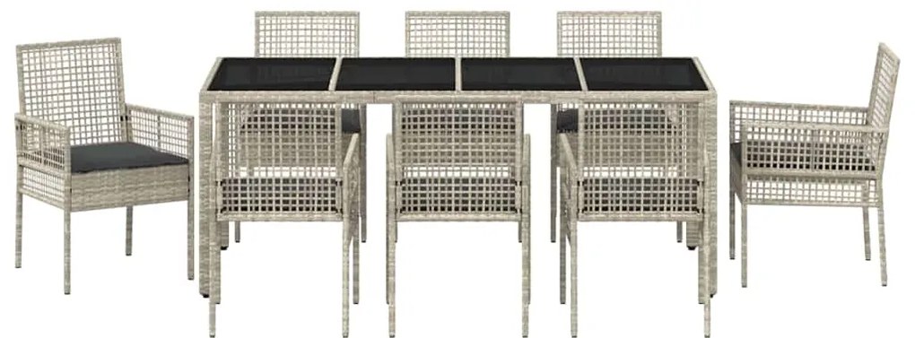 Conjunto de Jantar para Jardim 9 pcs Cinzento-claro