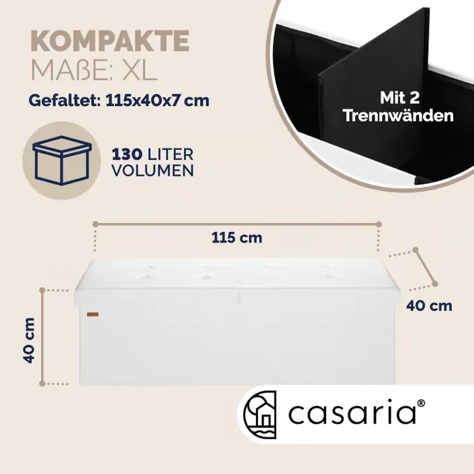 Banco arrumação 115x38x38 cm com tampa articulada branco