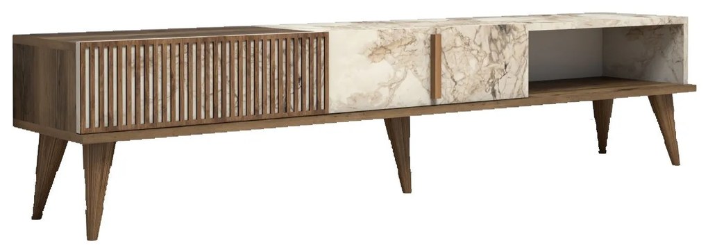 Móvel TV Milan – Nogueira/Branco – 180x40x35 cm