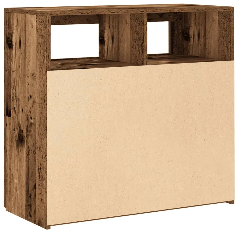 Aparador c/ luzes LED 80x35x75 cm deriv. madeira madeira velha