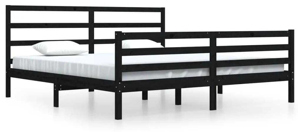 Estrutura de cama 200x200 cm pinho maciço preto