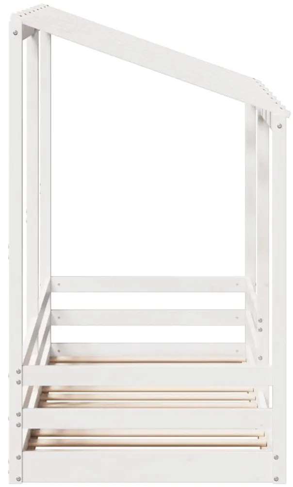 Cama infantil com telhado 75x190 cm pinho maciço branco