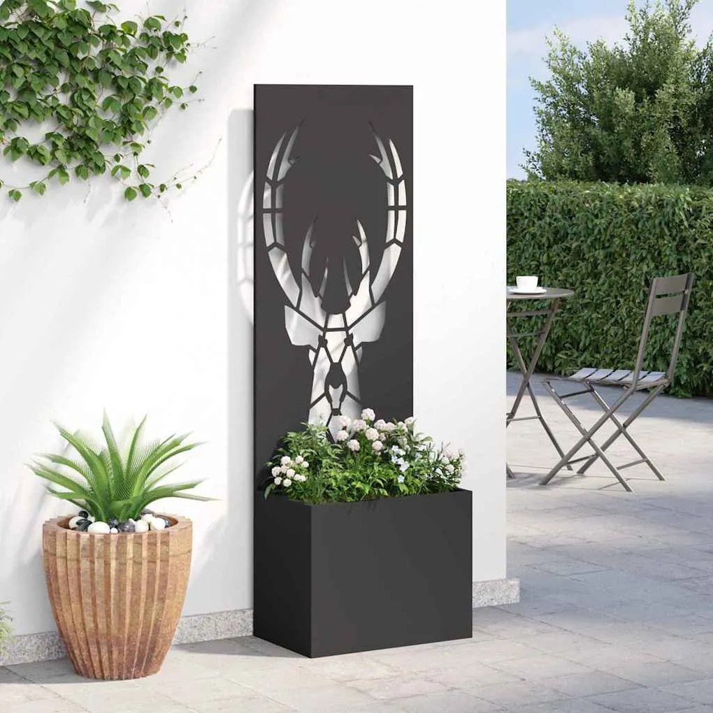 Vaso de Jardim com Painel Decorativo Preto 50 x 140 cm