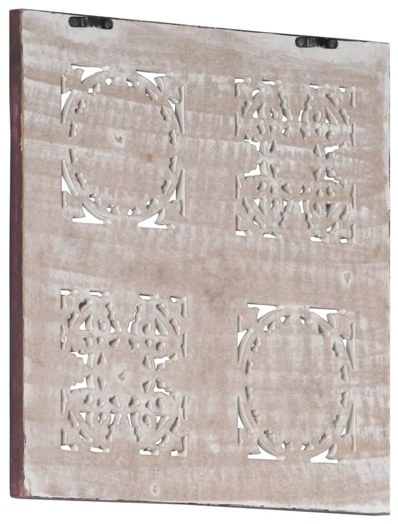 Painel parede esculpido à mão MDF 40x40x1,5 cm castanho/branco