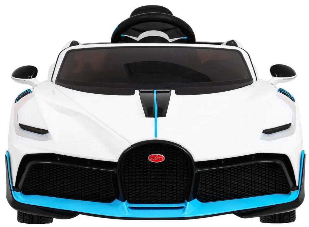 Carro elétrico para Crianças 12V Bugatti Divo Rodas de EVA, Assento de couro Branco