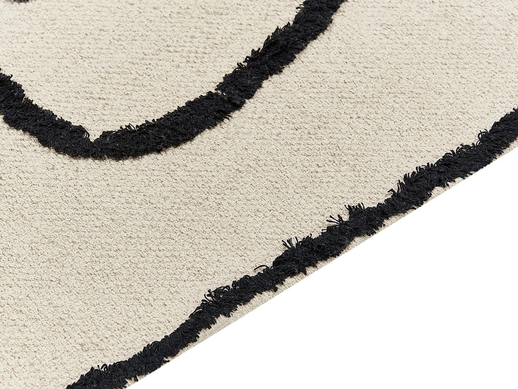 Tapete em algodão creme e preto 80 x 150 cm KONUR Beliani