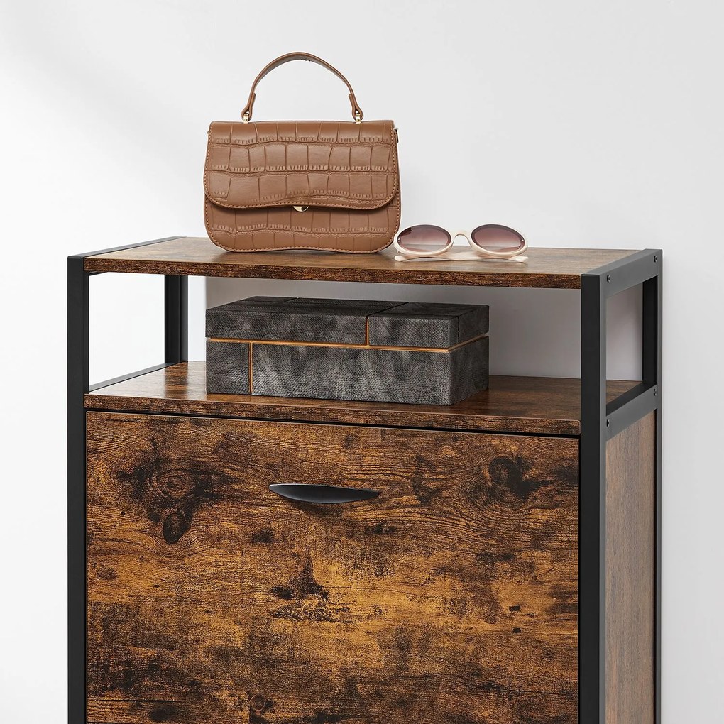 Sapateira com 2 abas 60 x 30 x 95 cm Castanho Vintage-preto