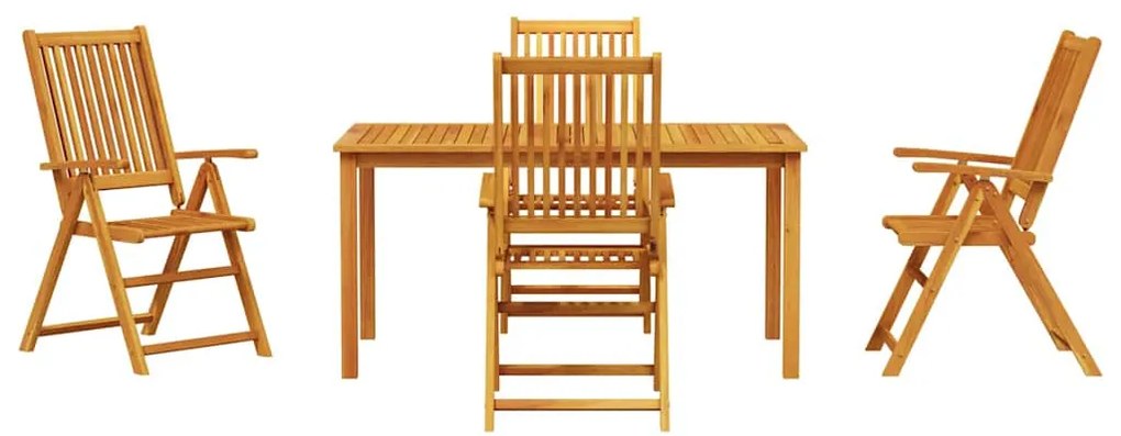 Conjunto de Jantar de Jardim de 5 Peças em Madeira de Acácia Sólida Do