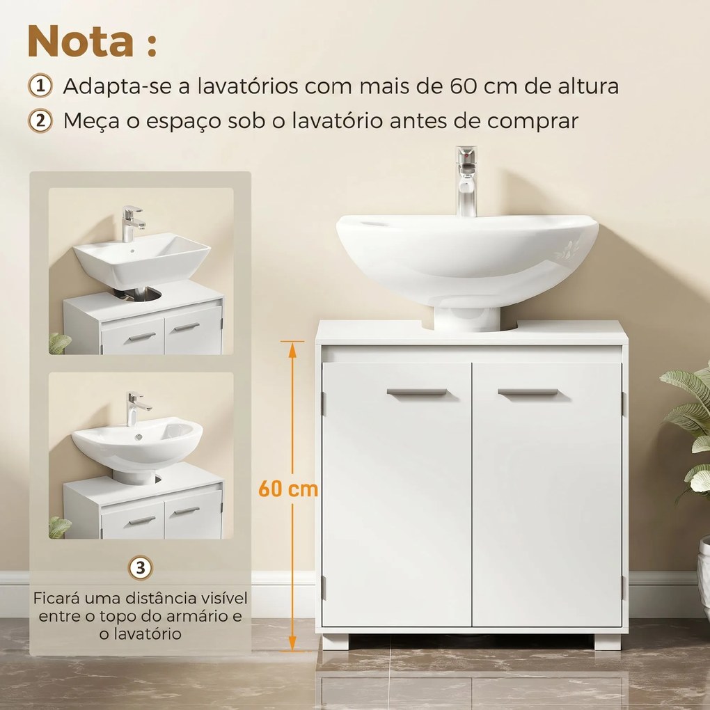 Móvel de Casa de Banho Moderno e Independente para Lavatório (NÃO INCLUIDO) com Recorte em U e Prateleira Ajustável, Branco