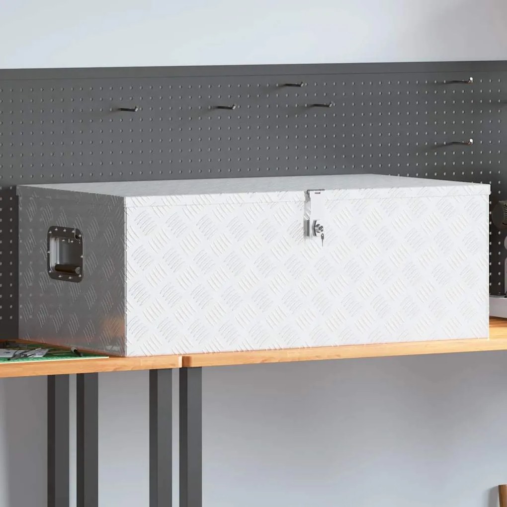 vidaXL Caixa de arrumação 100x55x37 cm alumínio prateado