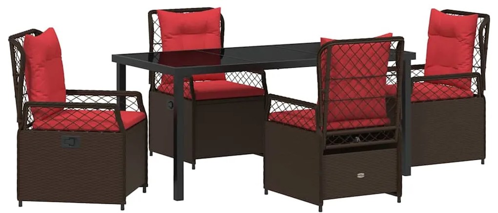Conjunto de Jantar para Jardim 5 Peças em Polyrattan Castanho