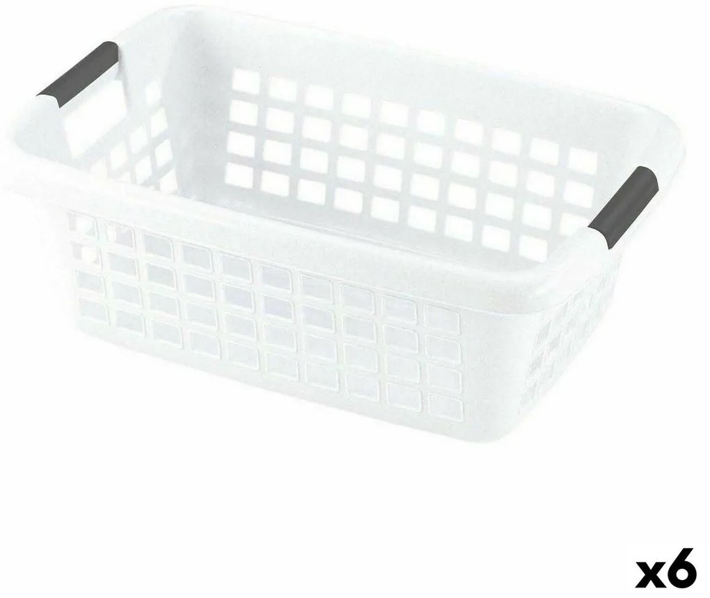 Cesto de Roupa Suja Com pegas Branco 70 L (6 Unidades)