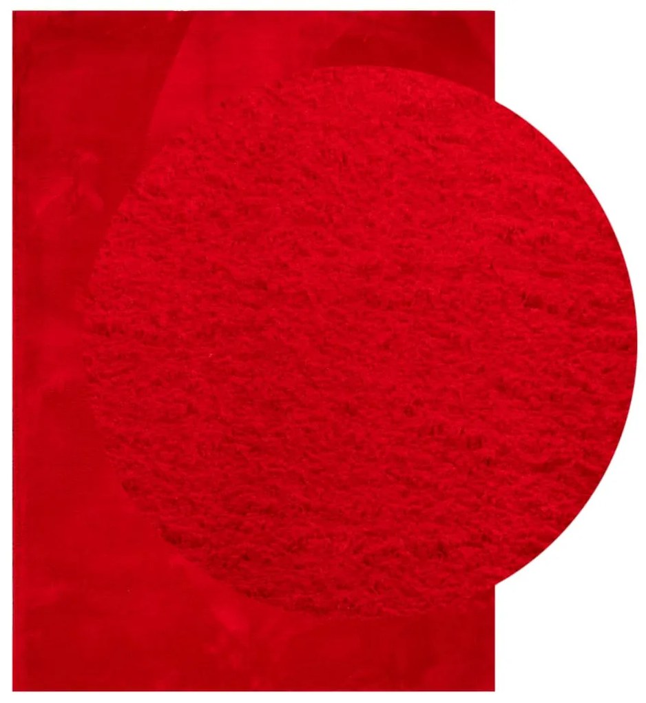 Tapete pelo curto macio e lavável HUARTE 200x280 cm vermelho