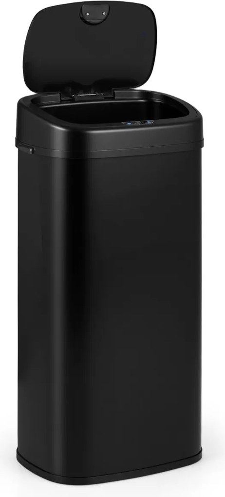 Caixote do lixo de 68 L com sensor de movimento infravermelho com tampa de dupla zona que permanece aberta e fecho suave Preto