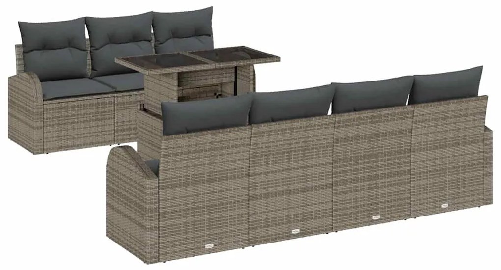 Conjunto de Sofá de Jardim Modular de 8 Peças com Almofadas Cinzento P